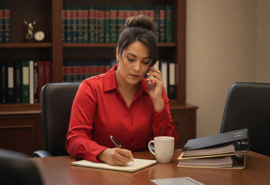 Paralegal in Colorado Springs for Lionheart Legal Services Working on Court Documents in Her Office